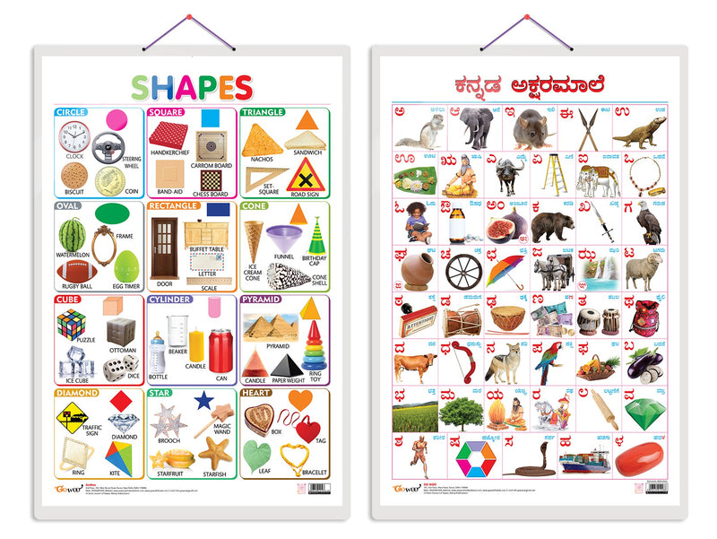 Set of Shapes and Kannada Alphabet Early Learning Educational Charts for Kids 20