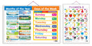 Set of 2 MONTHS OF THE YEAR AND DAYS OF THE WEEK and PHONICS - 2 Early Learning Educational Charts for Kids | 20"X30" inch |Non-Tearable and Waterproof | Double Sided Laminated | Perfect for Homeschooling, Kindergarten and Nursery Students