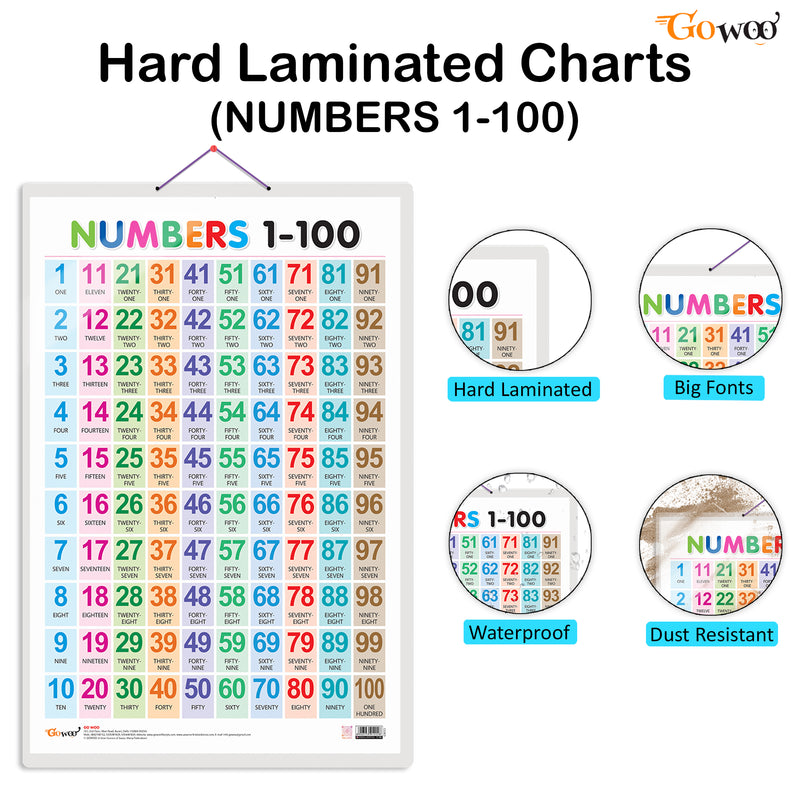 Set of 3 Vegetables, Domestic Animals and Pets and Numbers 1-100 Early Learning Educational Charts for Kids | 20"X30" inch |Non-Tearable and Waterproof | Double Sided Laminated | Perfect for Homeschooling, Kindergarten and Nursery Students