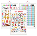 Set of 3 Numbers 1-10, Numbers 1-100 and Hindi Varnamala Early Learning Educational Charts for Kids | 20"X30" inch |Non-Tearable and Waterproof | Double Sided Laminated | Perfect for Homeschooling, Kindergarten and Nursery Students