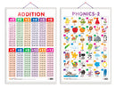 Set of 2 ADDITION and PHONICS - 2 Early Learning Educational Charts for Kids | 20"X30" inch |Non-Tearable and Waterproof | Double Sided Laminated | Perfect for Homeschooling, Kindergarten and Nursery Students