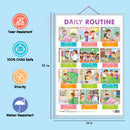 Set of 6 TIME, DAILY ROUTINE, NURSERY RHYMES, PREPOSITIONS, PHONICS - 1 and PHONICS - 2 Early Learning Educational Charts for Kids