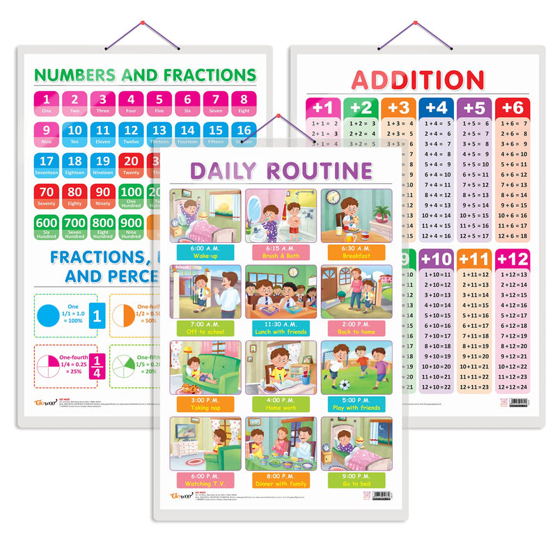 JoGenii|Set-of-3-ADDITION,-NUMBERS-AND-FRACTIONS-and-DAILY-ROUTINE ...
