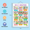 Set of 3 ADDITION, NUMBERS AND FRACTIONS and DAILY ROUTINE Early Learning Educational Charts for Kids | 20"X30" inch |Non-Tearable and Waterproof | Double Sided Laminated | Perfect for Homeschooling, Kindergarten and Nursery Students