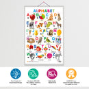 Set of 4 Alphabet, Fruits, Vegetables and Flowers Early Learning Educational Charts for Kids | 20"X30" inch |Non-Tearable and Waterproof | Double Sided Laminated | Perfect for Homeschooling, Kindergarten and Nursery Students