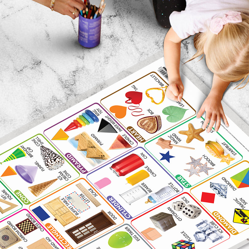 Set of 4 Alphabet, Fruits, Vegetables and Shapes Early Learning Educational Charts for Kids | 20"X30" inch |Non-Tearable and Waterproof | Double Sided Laminated | Perfect for Homeschooling, Kindergarten and Nursery Students