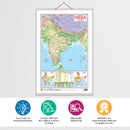 Set of 2 | 2 IN 1 INDIA POLITICAL AND PHYSICAL MAP IN ENGLISH and 2 IN 1 INDIA POLITICAL AND PHYSICAL MAP IN HINDI Educational Charts