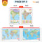 Set of 2 | 2 IN 1 INDIA POLITICAL AND PHYSICAL MAP IN HINDI and 2 IN 1 WORLD POLITICAL AND PHYSICAL MAP IN HINDI Educational Charts