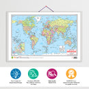 Set of 2 | 2 IN 1 INDIA POLITICAL AND PHYSICAL MAP IN HINDI and 2 IN 1 WORLD POLITICAL AND PHYSICAL MAP IN HINDI Educational Charts