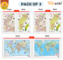 Set of 3 | 2 IN 1 CHATTISGARH POLITICAL AND PHYSICAL IN ENGLISH, 2 IN 1 CHATTISGARH POLITICAL AND PHYSICAL IN HINDI and 2 IN 1 WORLD POLITICAL AND PHYSICAL MAP IN ENGLISH Educational Charts