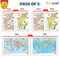 Set of 3 | 2 IN 1 CHATTISGARH POLITICAL AND PHYSICAL IN ENGLISH, 2 IN 1 CHATTISGARH POLITICAL AND PHYSICAL IN HINDI and 2 IN 1 WORLD POLITICAL AND PHYSICAL MAP IN ENGLISH Educational Charts