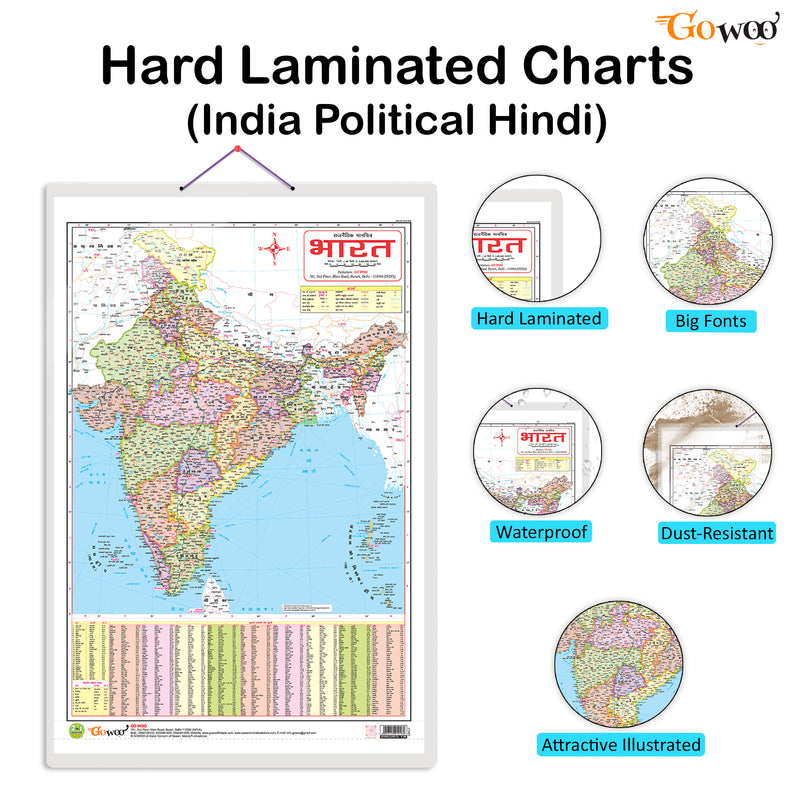 Set of 3 | 2 IN 1 CHATTISGARH POLITICAL AND PHYSICAL IN HINDI, 2 IN 1 INDIA POLITICAL AND PHYSICAL MAP IN ENGLISH and 2 IN 1 INDIA POLITICAL AND PHYSICAL MAP IN HINDI Educational Charts