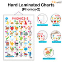 Set of 2 | 2 IN 1 NUMBER & FRACTIONS AND MATHS KEYWORDS and 2 IN 1 PHONICS 1 AND PHONICS 2 Early Learning Educational Charts for Kids