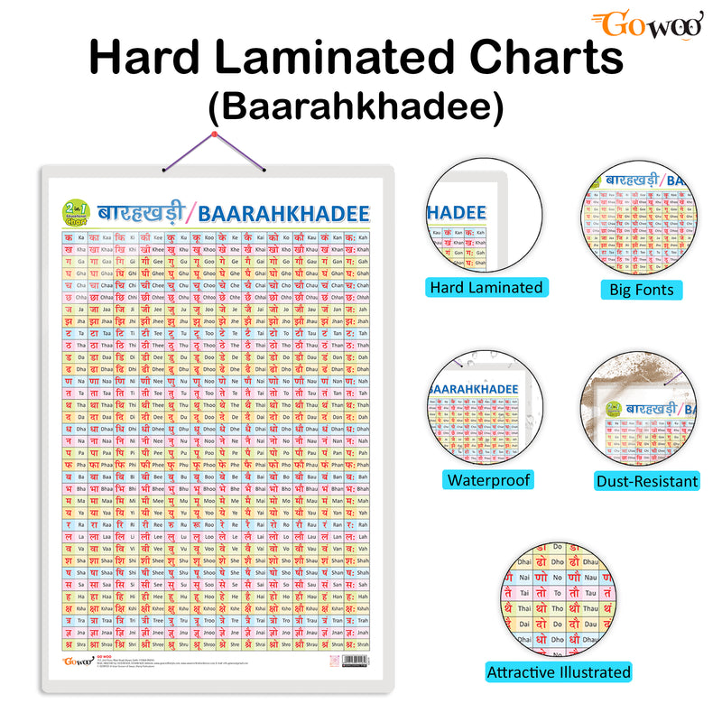 Set of 2 | 2 IN 1 FRUITS AND VEGETABLES and 2 IN 1 HINDI VARNMALA AND BAARAHKHADEE Early Learning Educational Charts for Kids