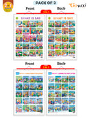 Set of 2 | 2 IN 1 BENNY IS SAD AND BENNY IS SHY and 2 IN 1 BENNY LEARNS ABOUT POLLUTION AND BENNY LEARNS NOT TO LITTER Early Learning Educational Charts for Kids