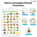 Set of 3 | 2 IN 1 NUMBER & FRACTIONS AND MATHS KEYWORDS, 2 IN 1 COLOURS AND SHAPES and 2 IN 1 FRUITS AND VEGETABLES Early Learning Educational Charts for Kids