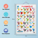 Set of 3 | 2 IN 1 NUMBER & FRACTIONS AND MATHS KEYWORDS, 2 IN 1 COLOURS AND SHAPES AND 2 IN 1 PHONICS 1 AND PHONICS 2 Early Learning Educational Charts for Kids