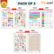 Set of 3 | 2 IN 1 NUMBER & FRACTIONS AND MATHS KEYWORDS, 2 IN 1 COLOURS AND SHAPES AND 2 IN 1 HINDI VARNMALA AND BAARAHKHADEE Early Learning Educational Charts for Kids