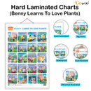 Set of 3 |2 IN 1 WILD AND FARM ANIMALS & PETS, 2 IN 1 GOOD HABITS AND ACTION WORDS and 2 IN 1 BENNY LEARNS TO LOVE PLANTS AND BENNY SAVES THE TREE Early Learning Educational Charts for Kids
