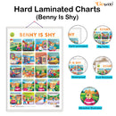 Set of 3 | 2 IN 1 BENNY IS ANGRY AND BENNY IS JEALOUS, 2 IN 1 BENNY IS BORED AND BENNY IS LONELY and 2 IN 1 BENNY IS SAD AND BENNY IS SHY Early Learning Educational Charts for Kids