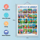 Set of 4 |  2 IN 1 NUMBER & FRACTIONS AND MATHS KEYWORDS, 2 IN 1 COLOURS AND SHAPES, 2 IN 1 FRUITS AND VEGETABLES and 2 IN 1 BENNY IS BORED AND BENNY IS LONELY Early Learning Educational Charts for Kids