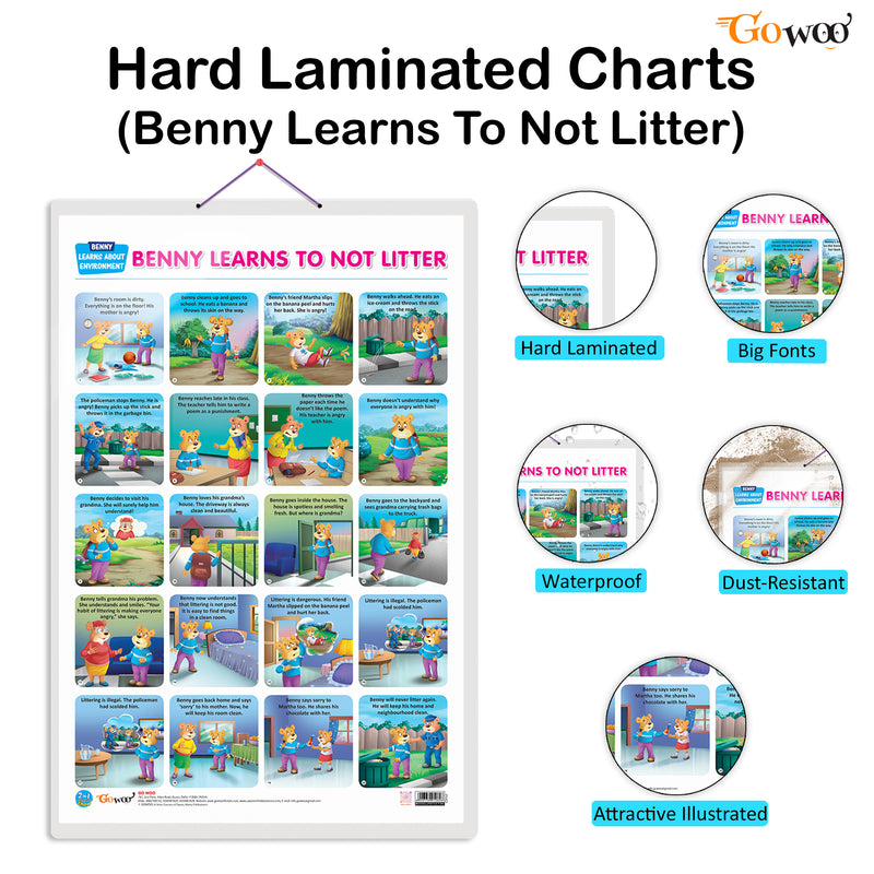 Set of 4 |  2 IN 1 NUMBER & FRACTIONS AND MATHS KEYWORDS, 2 IN 1 COLOURS AND SHAPES, 2 IN 1 FRUITS AND VEGETABLES and 2 IN 1 BENNY LEARNS ABOUT POLLUTION AND BENNY LEARNS NOT TO LITTER
