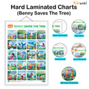 Set of 4 |  2 IN 1 FRUITS AND VEGETABLES, 2 IN 1 WILD AND FARM ANIMALS & PETS, 2 IN 1 GOOD HABITS AND ACTION WORDS and 2 IN 1 BENNY LEARNS TO LOVE PLANTS AND BENNY SAVES THE TREE Early Learning