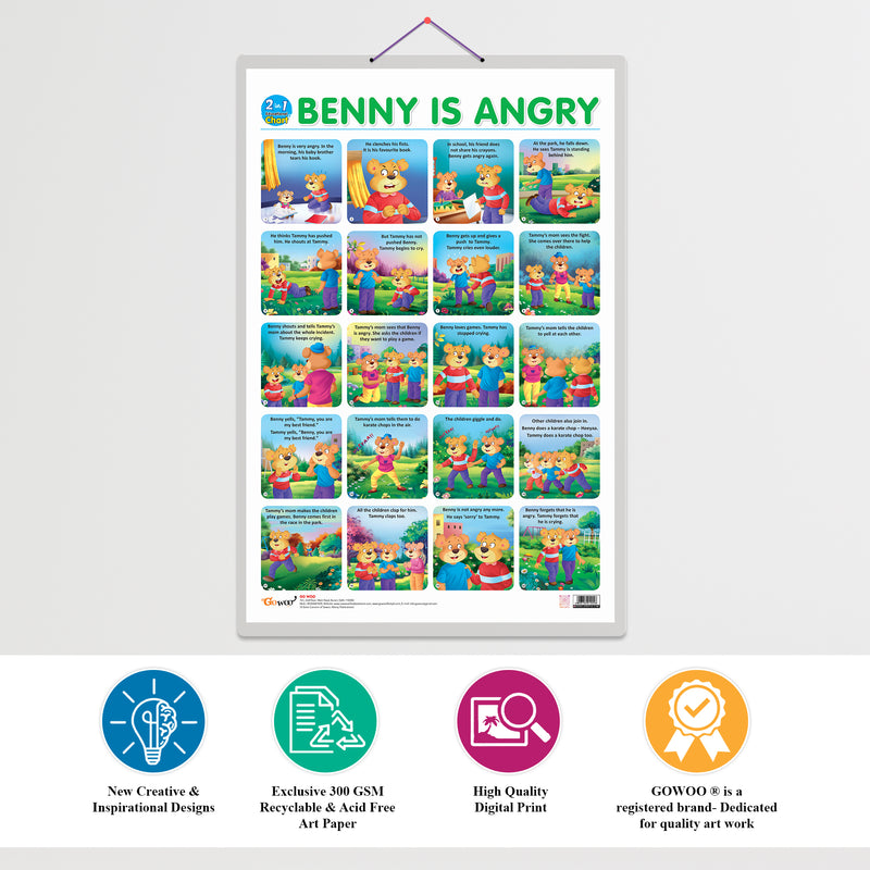 Set of 4 |  2 IN 1 PHONICS 1 AND PHONICS 2, 2 IN 1 HINDI VARNMALA AND BAARAHKHADEE, 2 IN 1 BENNY IS ANGRY AND BENNY IS JEALOUS and 2 IN 1 BENNY IS SAD AND BENNY IS SHY