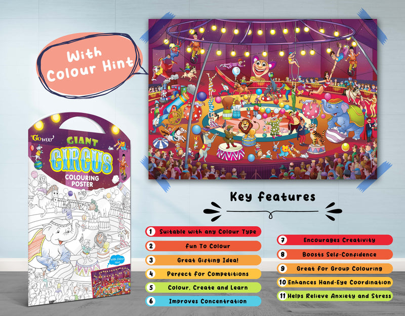 GIANT AT THE MALL COLOURING POSTER and GIANT CIRCUS COLOURING POSTER | Pack of 2 Posters I Popular adults coloring posters