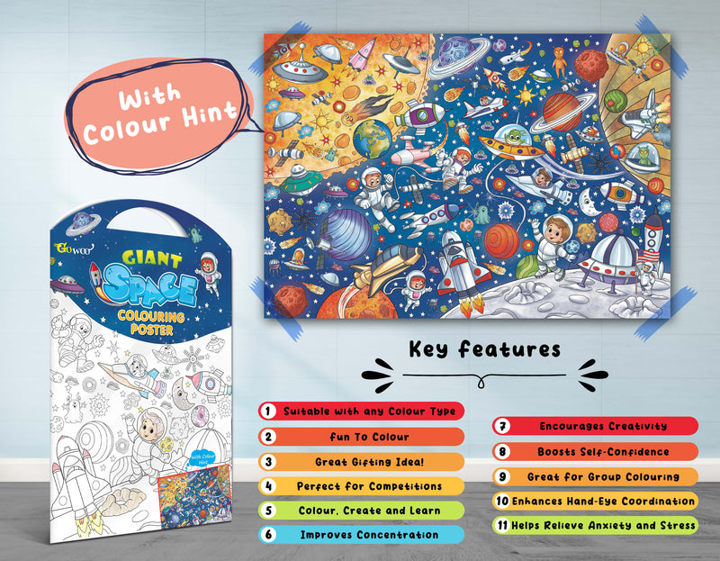 GIANT AMUSEMENT PARK COLOURING POSTER, GIANT SPACE COLOURING POSTER and GIANT UNDER THE OCEAN COLOURING POSTER | Gift Pack of 3 Posters I best birthday gift for children