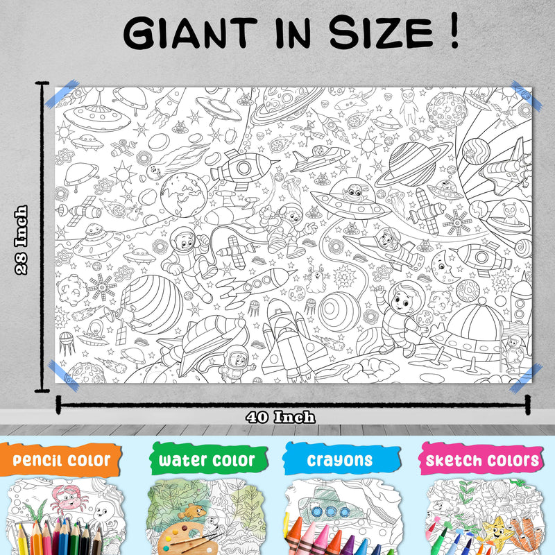 GIANT AMUSEMENT PARK COLOURING POSTER, GIANT SPACE COLOURING POSTER and GIANT DRAGON COLOURING POSTER | Combo of 3 Posters I Giant Coloring Posters Value Pack