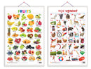 Set of 2 Fruits and Kannada Alphabet Early Learning Educational Charts for Kids | 20"X30" inch |Non-Tearable and Waterproof | Double Sided Laminated | Perfect for Homeschooling, Kindergarten and Nursery Students