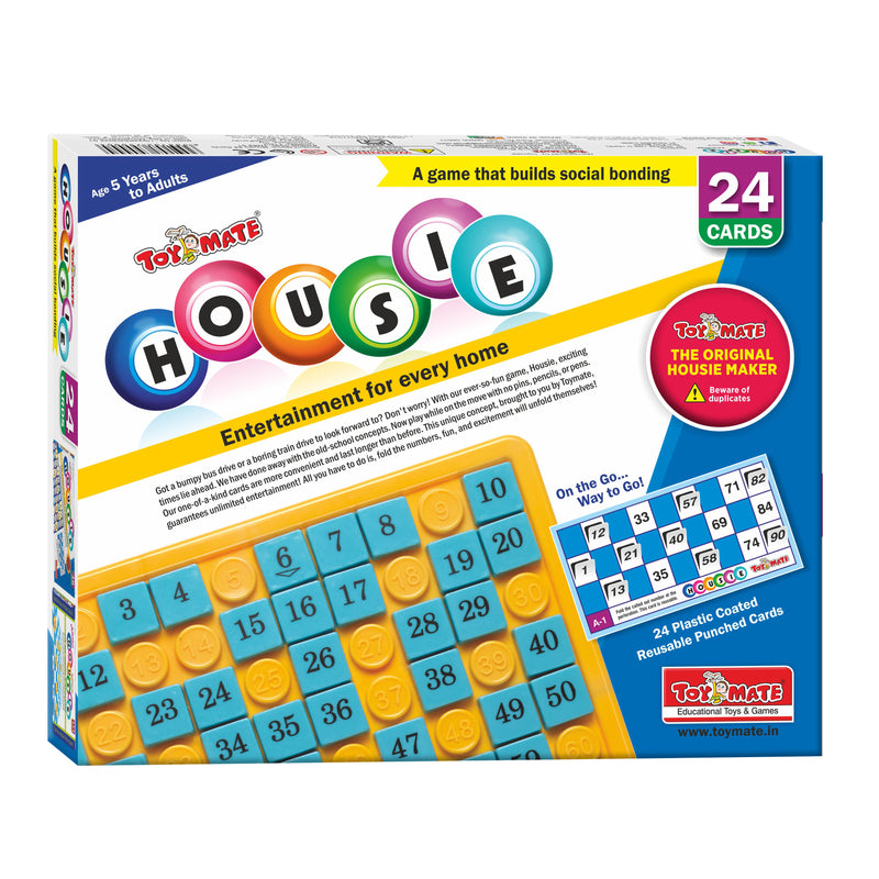HOUSIE Pack of 24 Reusable Cards- Family Fun Game for Small Gathering- No pins or Pencils Required