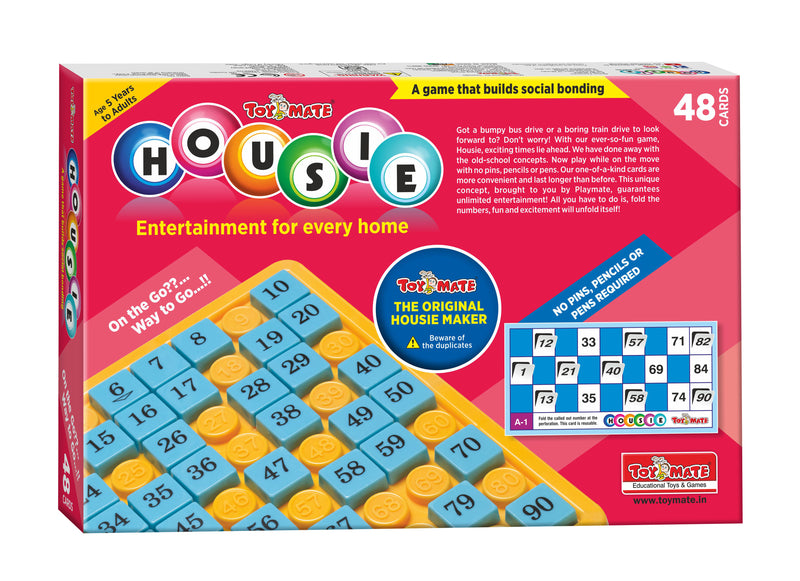 Housie Reusable Folding Tickets - Tambola Bingo Lotto Family Board Game for All Ages-48 Reusable Cards