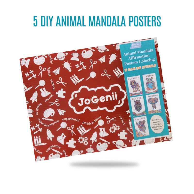 JoGenii Mandala Affirmations Poster Coloring Kit – Animal Theme