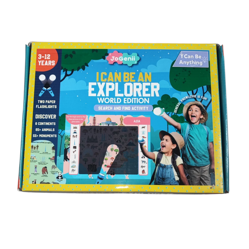 JoGenii I Can Be an Explorer – Seek & Find Activity Kit (Age 4 to 99 Years) ,Fun & Educational Geography Game | No-Mess | STEM Learning | BIS Certified | Screen-Free Play