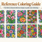 10 Poster Blooming Canvas Petal Symphony | Premium A4 Zentangle Doodle Coloring Kit | Coloring Guide Included