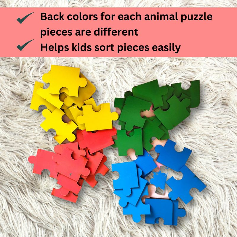 Jo&Ko 9-Piece Wild Animals Wooden Jigsaw Puzzles - Set of Four