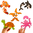 JoGenii First Puzzles Marine Animals Jumbo Wooden Puzzles - Set of 5 - 2 & 3 piece puzzles
