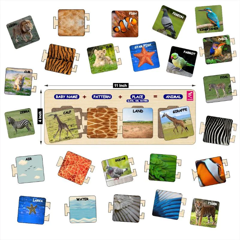 JoGenii Wooden Animal World Self Correcting Activity Game (30 pcs) (3 to 6 years)