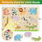 Little Berry My First Wooden Puzzle Tray (Set of 3): Jungle Animals & Farm Animals - Knob and Peg Puzzle Multicolour - 36 Pegs