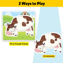 Little Berry Baby’s First Jigsaw Puzzle Set of 2 for Kids: Jungle Animals and Farm Animals - 15 Puzzle Pieces Each