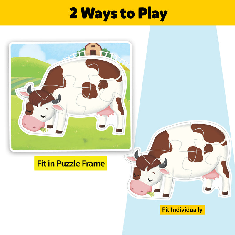 Little Berry Baby’s First Jigsaw Puzzle Set of 2 for Kids: Jungle Animals and Farm Animals - 15 Puzzle Pieces Each