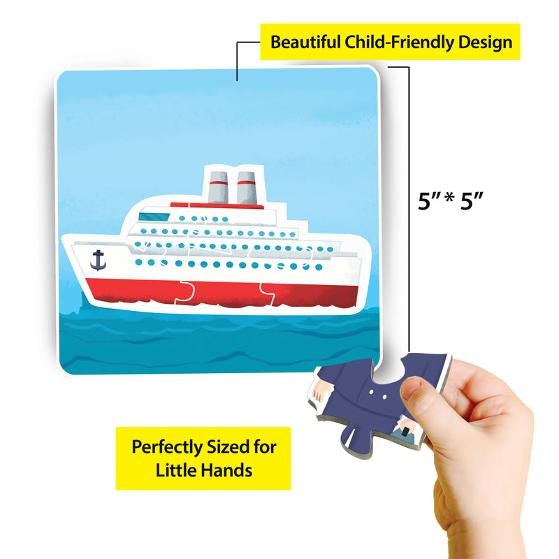 Little Berry Baby’s First Jigsaw Puzzle Set of 2 for Kids: People At Work and Modes of Transport - 15 Puzzle Pieces Each