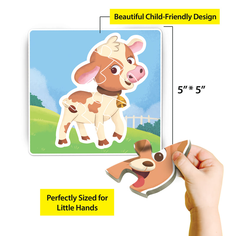 Little Berry Baby’s First Jigsaw Puzzle Set of 3 for Kids: Jungle Animals, Farm Animals & Baby Animals - 15 Puzzle Pieces Each