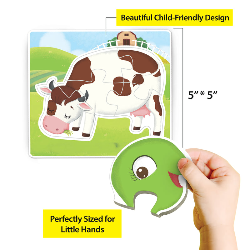 Little Berry Baby’s First Jigsaw Puzzle Set of 3 for Kids: Jungle Animals, Farm Animals & Ocean Animals - 15 Puzzle Pieces Each