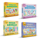 Little Berry Baby’s First Jigsaw Puzzle Set of 4 for Kids: Baby Animals, Ocean Animals, World of Dinosaurs & Magical Unicorns - 15 Puzzle Pieces Each