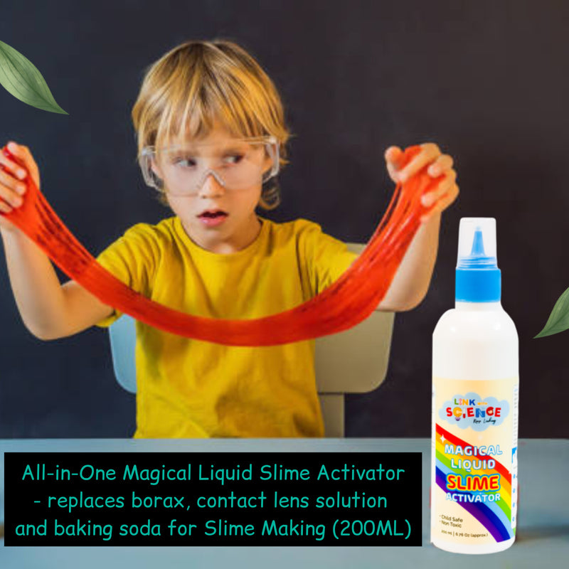 Link With Science All-in-One Magical Liquid Slime Activator - replaces borax, contact lens solution and baking soda for Slime Making (200ML)