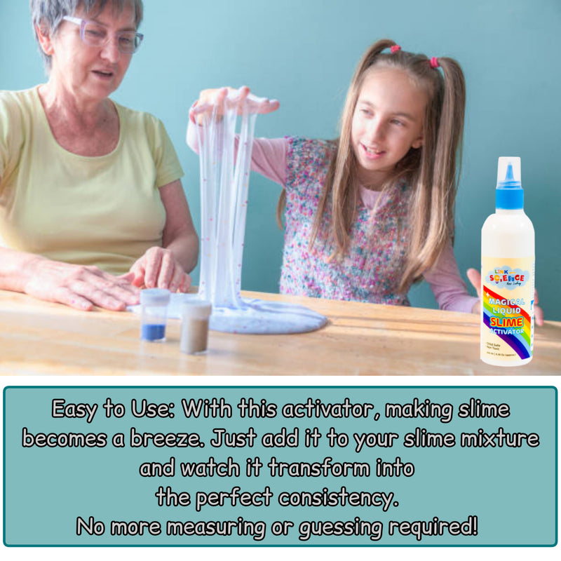 Link With Science All-in-One Magical Liquid Slime Activator - replaces borax, contact lens solution and baking soda for Slime Making (200ML)