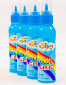 Link with Science Premium PVA Slime and Craft glue | Smooth and Stretchy Slime | Non-Toxic, Washable and Child Friendly | School Glue | Perfect for Making Slime - Pack of 4 (Blue - 100ml Each)